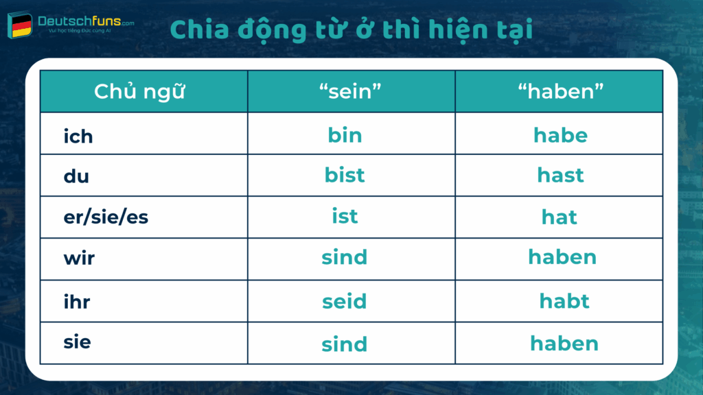 cách chia động từ tiếng đức sein và haben