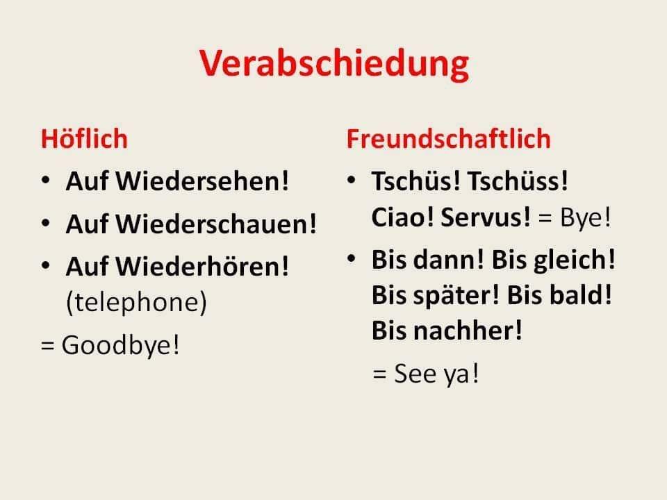 tạm biệt trong tiếng đức